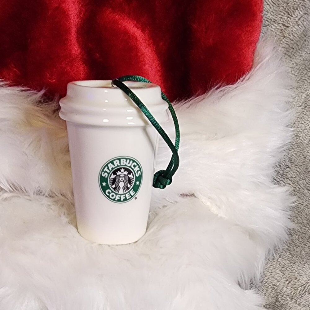 1992 Vintage Starbucks Christmas Holiday Ornament Ceramic Cup